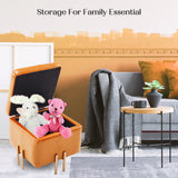 2X 45cm Storage Ottoman Cube PU Leather - LIGHT BROWN