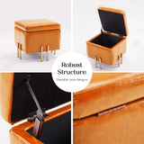 45cm Storage Ottoman Cube PU Leather - LIGHT BROWN - Extra Image