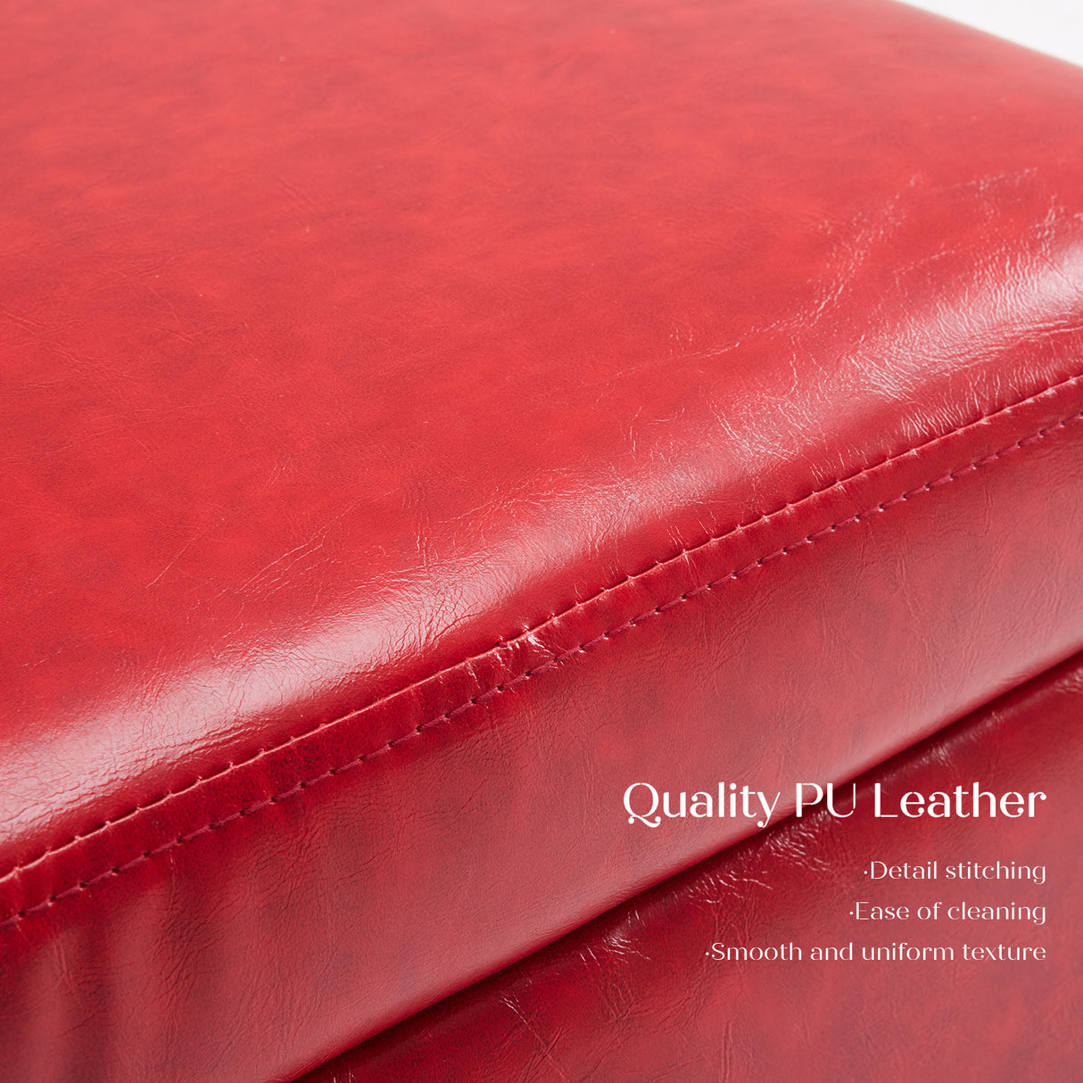 2X 45cm Storage Ottoman Cube PU Leather - RED