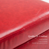 2X 45cm Storage Ottoman Cube PU Leather - RED - 45-Degree Angle