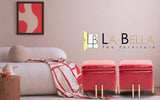 2X 45cm Storage Ottoman Cube PU Leather - RED - Front View