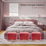 2X 45cm Storage Ottoman Cube PU Leather - RED