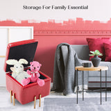 45cm Storage Ottoman Cube PU Leather - RED - Top-Down View