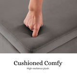 110cm Storage Ottoman Velvet - GREY - 45-Degree Angle