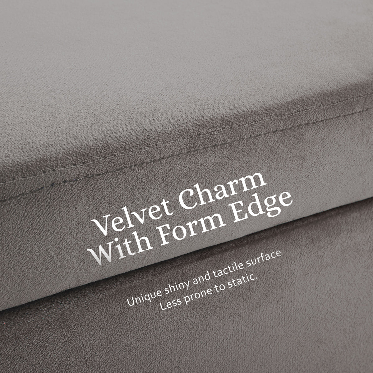 110cm Storage Ottoman Velvet - GREY