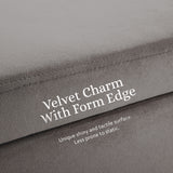110cm Storage Ottoman Velvet - GREY - Close-Up Angle