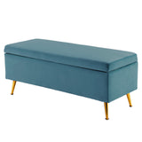 110cm Storage Ottoman Velvet - BLUE