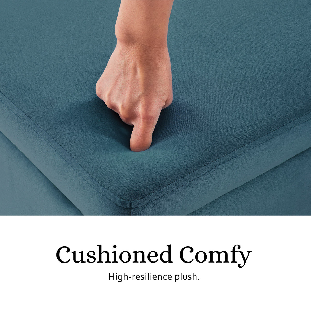 110cm Storage Ottoman Velvet - BLUE