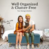 110cm Storage Ottoman Velvet - BLUE - Low Angle