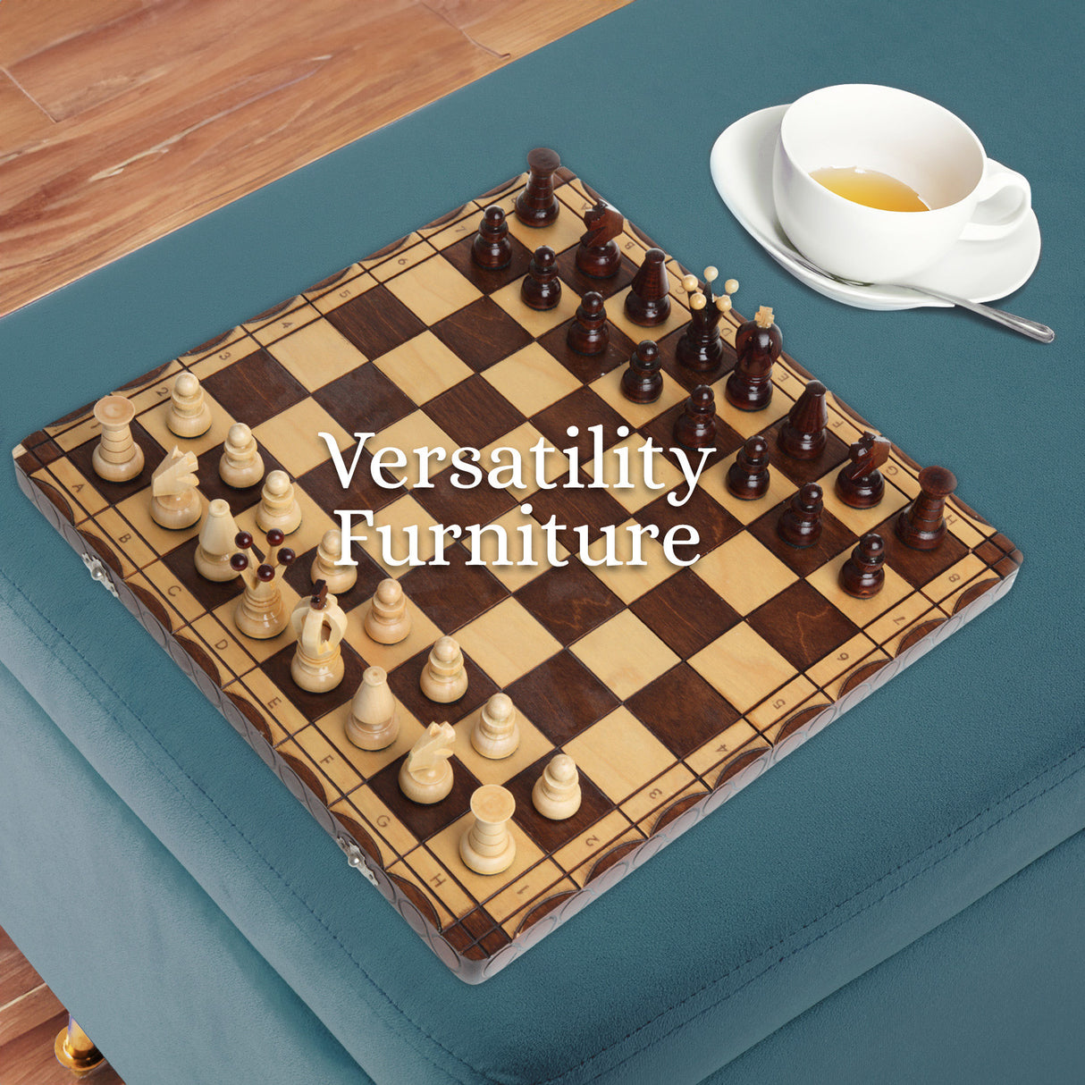 110cm Storage Ottoman Velvet - BLUE