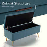 110cm Storage Ottoman Velvet - BLUE - Extra Image