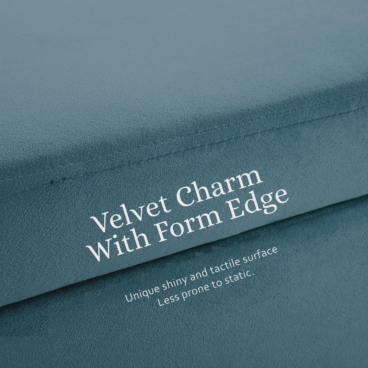 110cm Storage Ottoman Velvet - BLUE