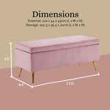 110cm Storage Ottoman Velvet - PINK
