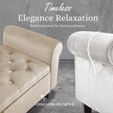 132cm Storage Ottoman Arm Velvet - BEIGE - Rear View