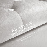 132cm Storage Ottoman Arm Velvet - BEIGE