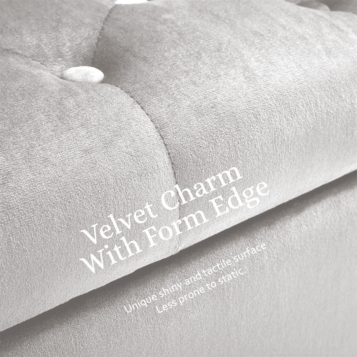 132cm Storage Ottoman Arm Velvet - BEIGE