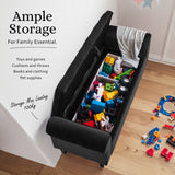 132cm Storage Ottoman Arm Velvet - BLACK - Top-Down View