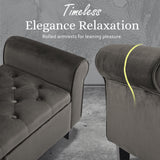 132cm Storage Ottoman Arm Velvet - GREY - Rear View