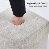 2X Linen Ottoman Stool - CREAM GREY