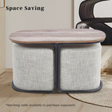 2X Linen Ottoman Stool - CREAM GREY