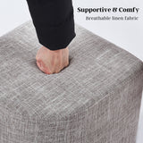 2X Linen Ottoman Stool - DARK GREY - Top-Down View