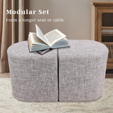 2X Linen Ottoman Stool - DARK GREY - 45-Degree Angle