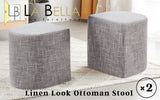 2X Linen Ottoman Stool - DARK GREY