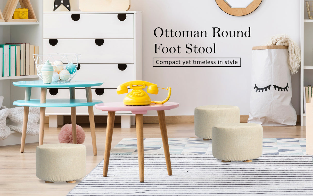 2X Round Foot Stool - BEIGE