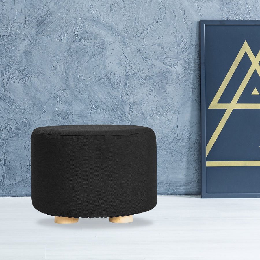 Round Foot Stool - BLACK