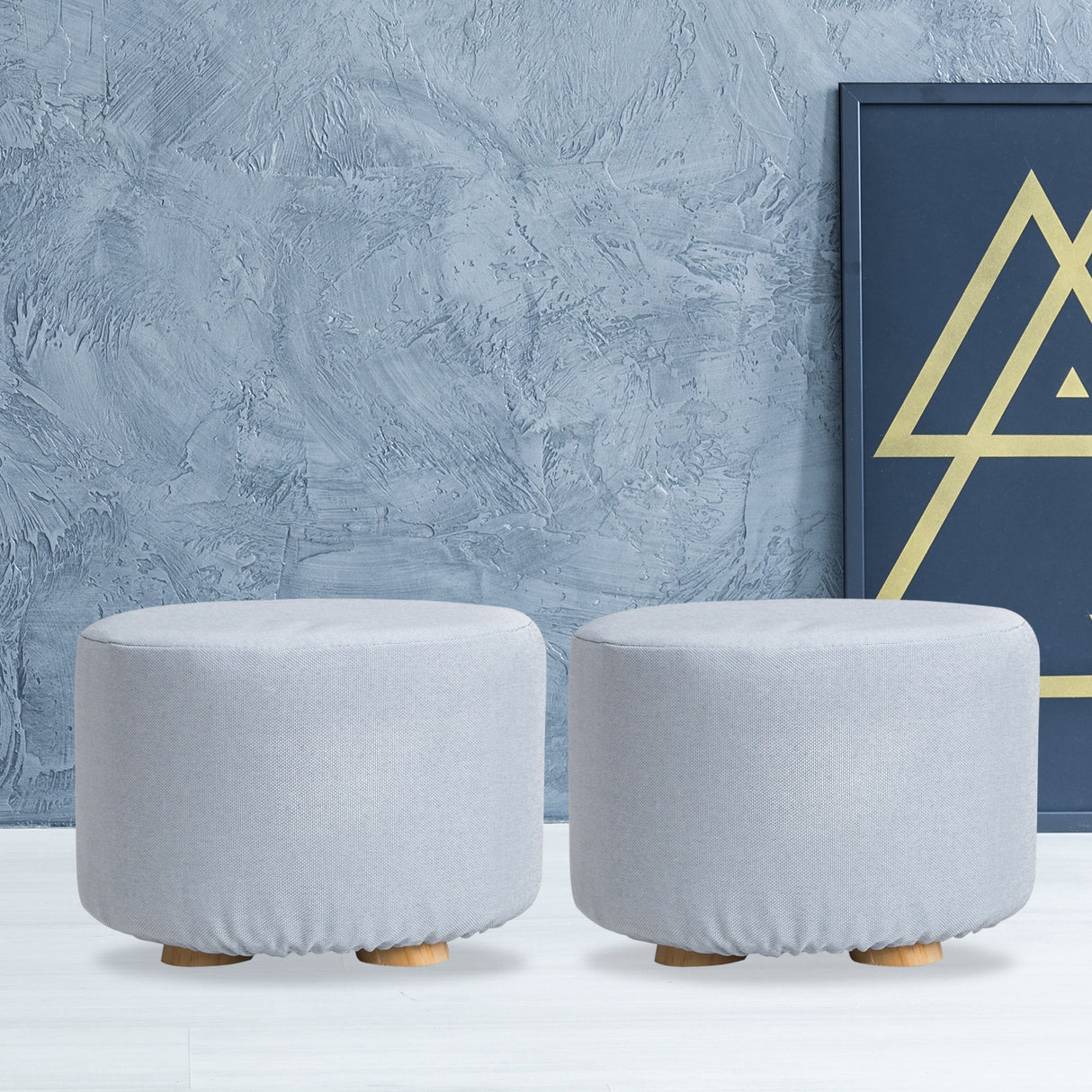 2X Round Foot Stool - LIGHT BLUE