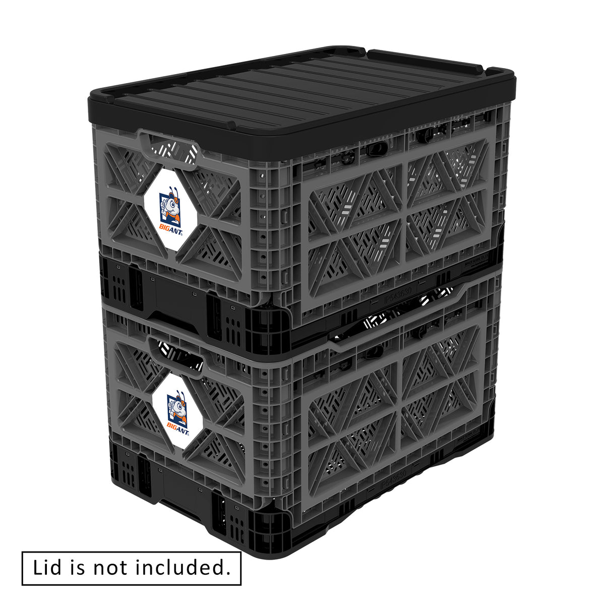 48L Smart Foldable Stackable Crate - Charcoal