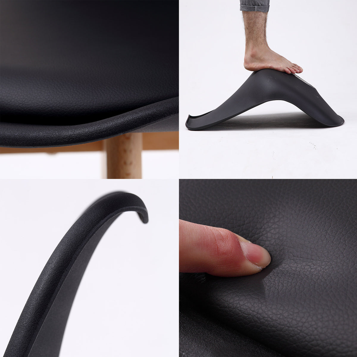 2X Padded Seat Dining Chair - BLACK