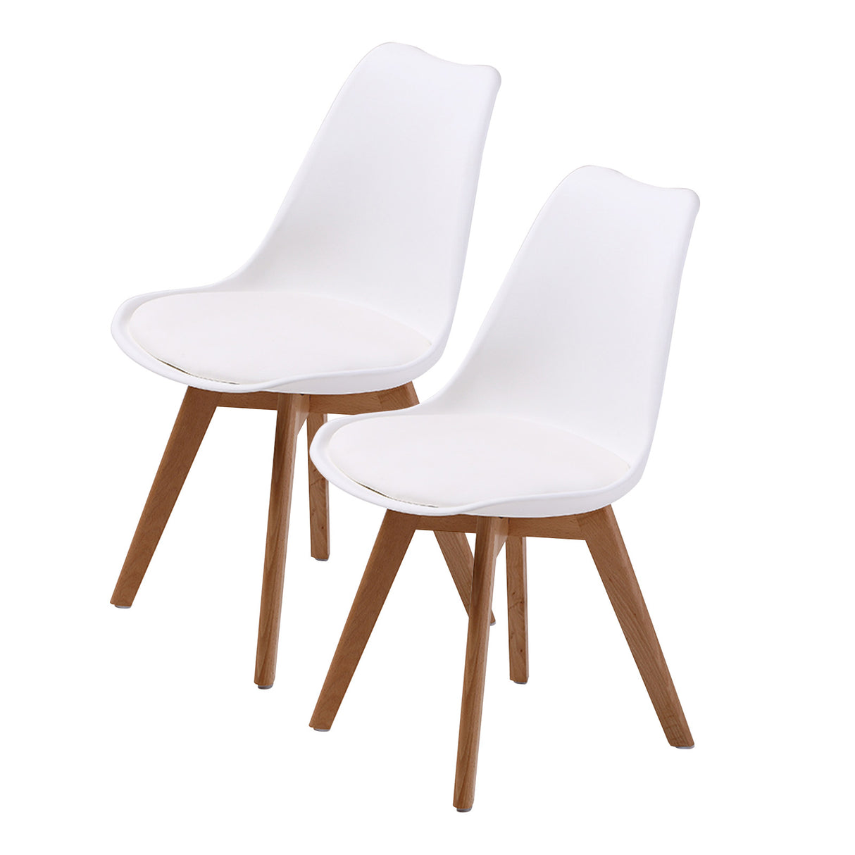 2X Padded Seat Dining Chair - WHITE