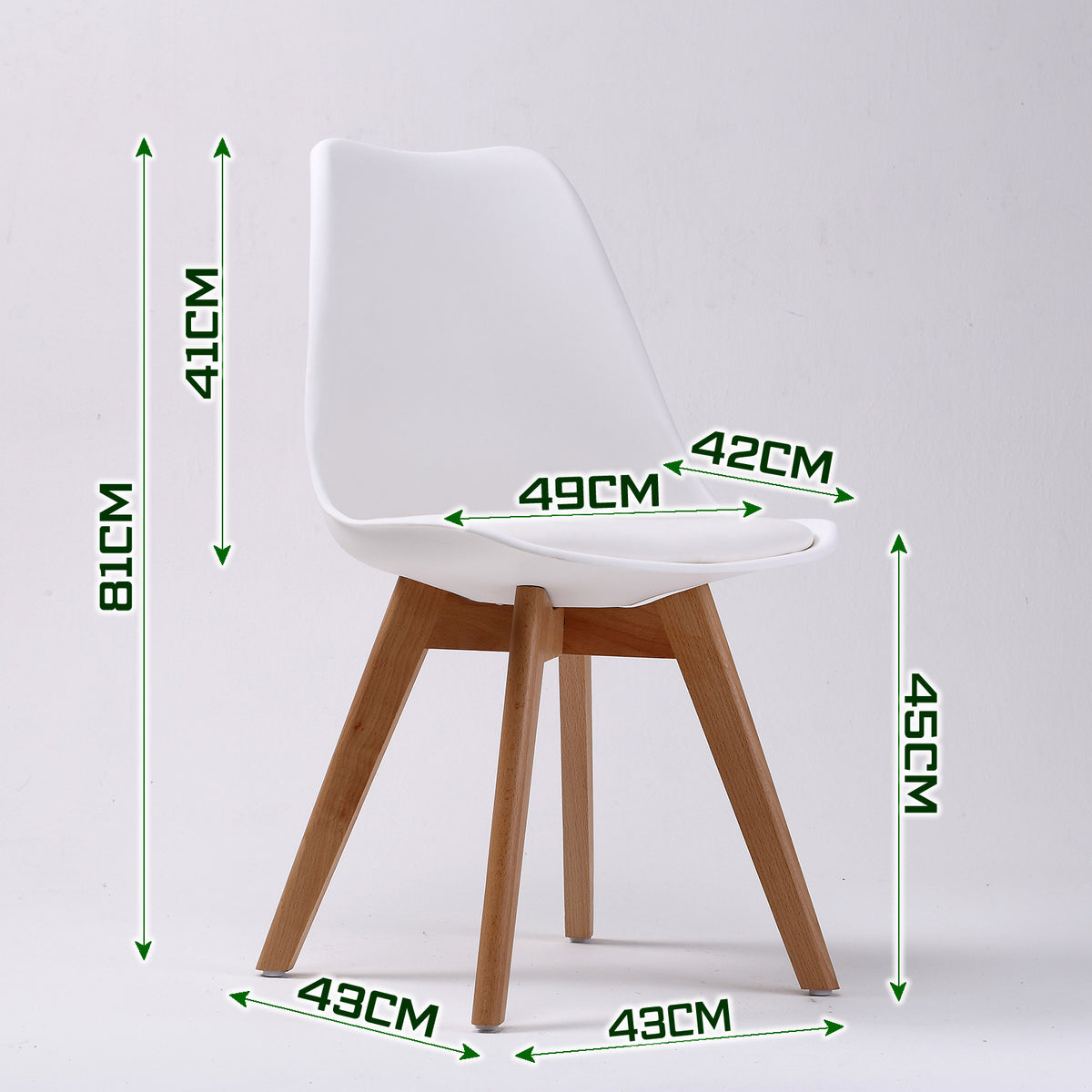 2X Padded Seat Dining Chair - WHITE