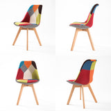 2X Padded Seat Dining Chair Fabric - MULTI - Side View