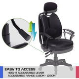 Korean Office Chair SUPERB - BLACK - 45-Degree Angle
