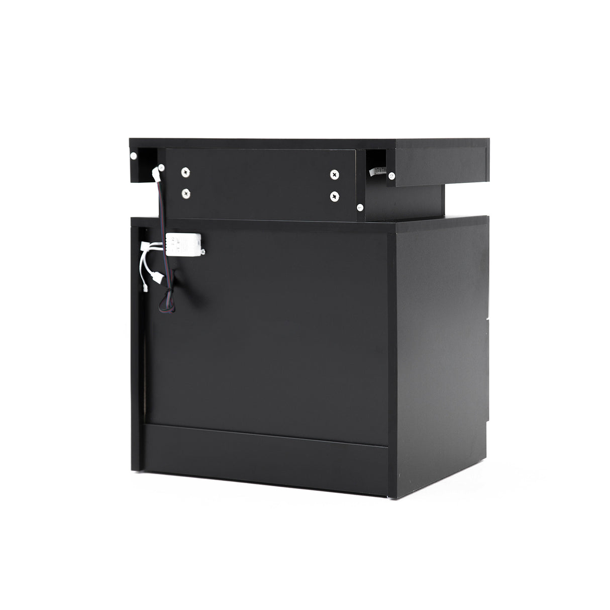 Bedside Table 2 Drawers RGB LED AURORA - BLACK
