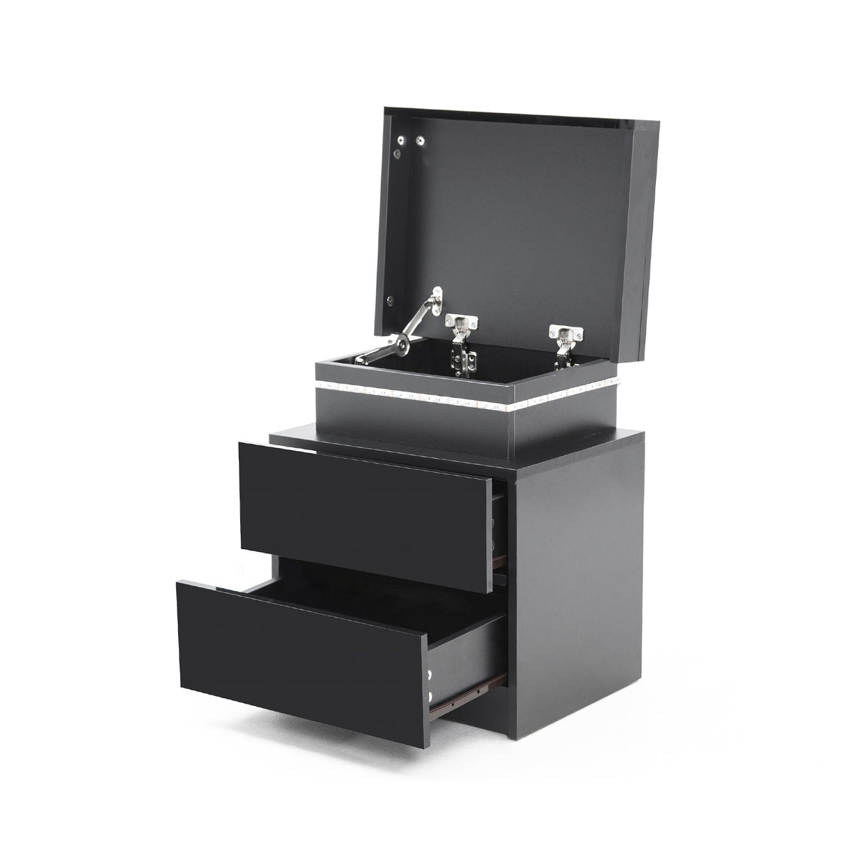 Bedside Table 2 Drawers RGB LED AURORA - BLACK