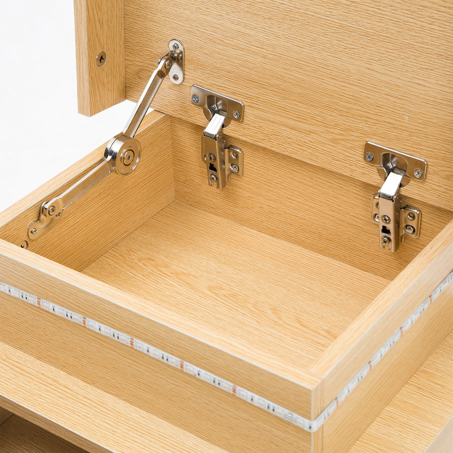 2X LED Bedside Table 2 Drawers AURORA - OAK