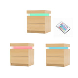 Bedside Table 2 Drawers RGB LED AURORA - OAK - Top-Down View