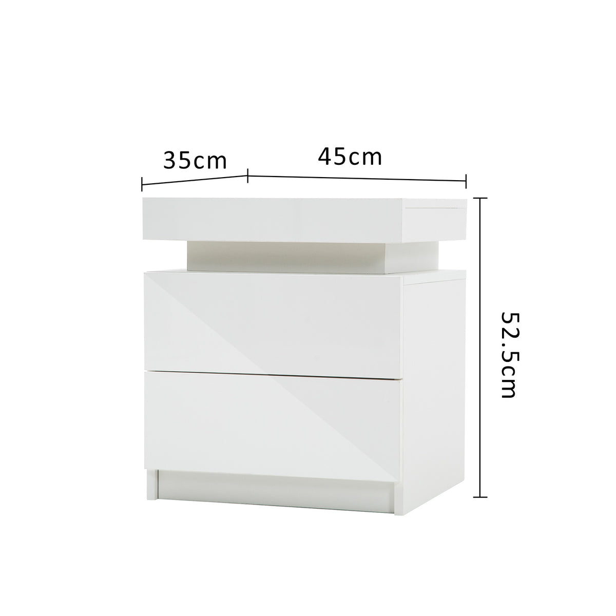2X Bedside Table 2 Drawers RGB LED AURORA - WHITE