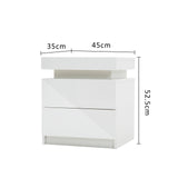 2X Bedside Table 2 Drawers RGB LED AURORA - WHITE