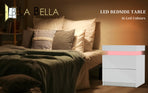 Bedside Table 2 Drawers RGB LED AURORA - WHITE
