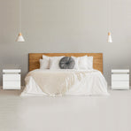 Bedside Table 2 Drawers RGB LED AURORA - WHITE