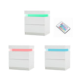 Bedside Table 2 Drawers RGB LED AURORA - WHITE