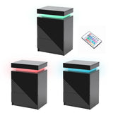 2X Bedside Table 3 Drawers RGB LED AURORA - BLACK - Top-Down View