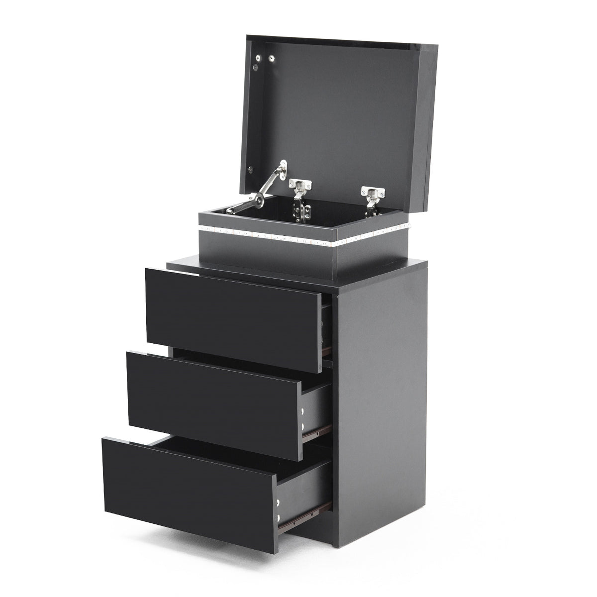 2X Bedside Table 3 Drawers RGB LED AURORA - BLACK
