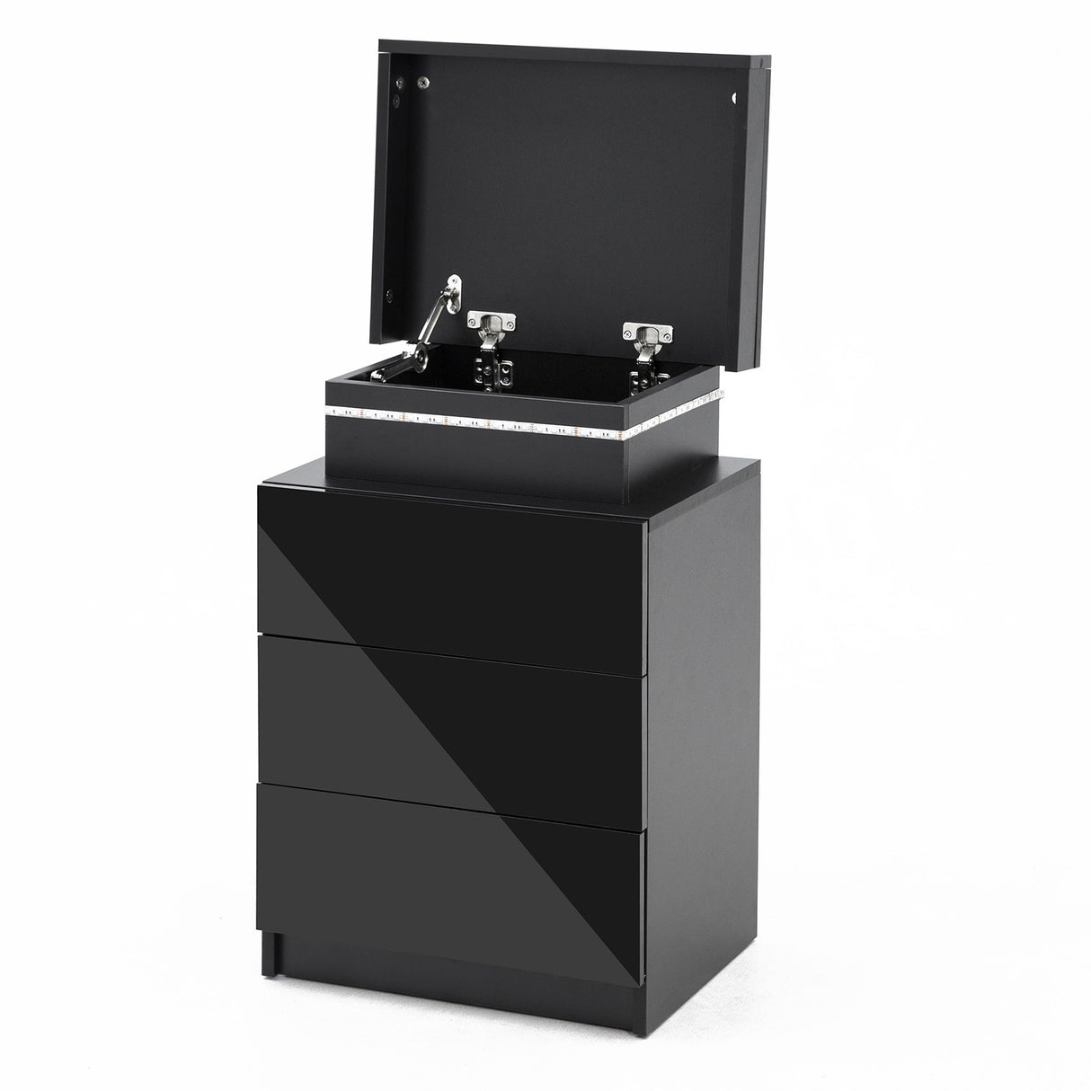 Bedside Table 3 Drawers RGB LED GLORY - BLACK