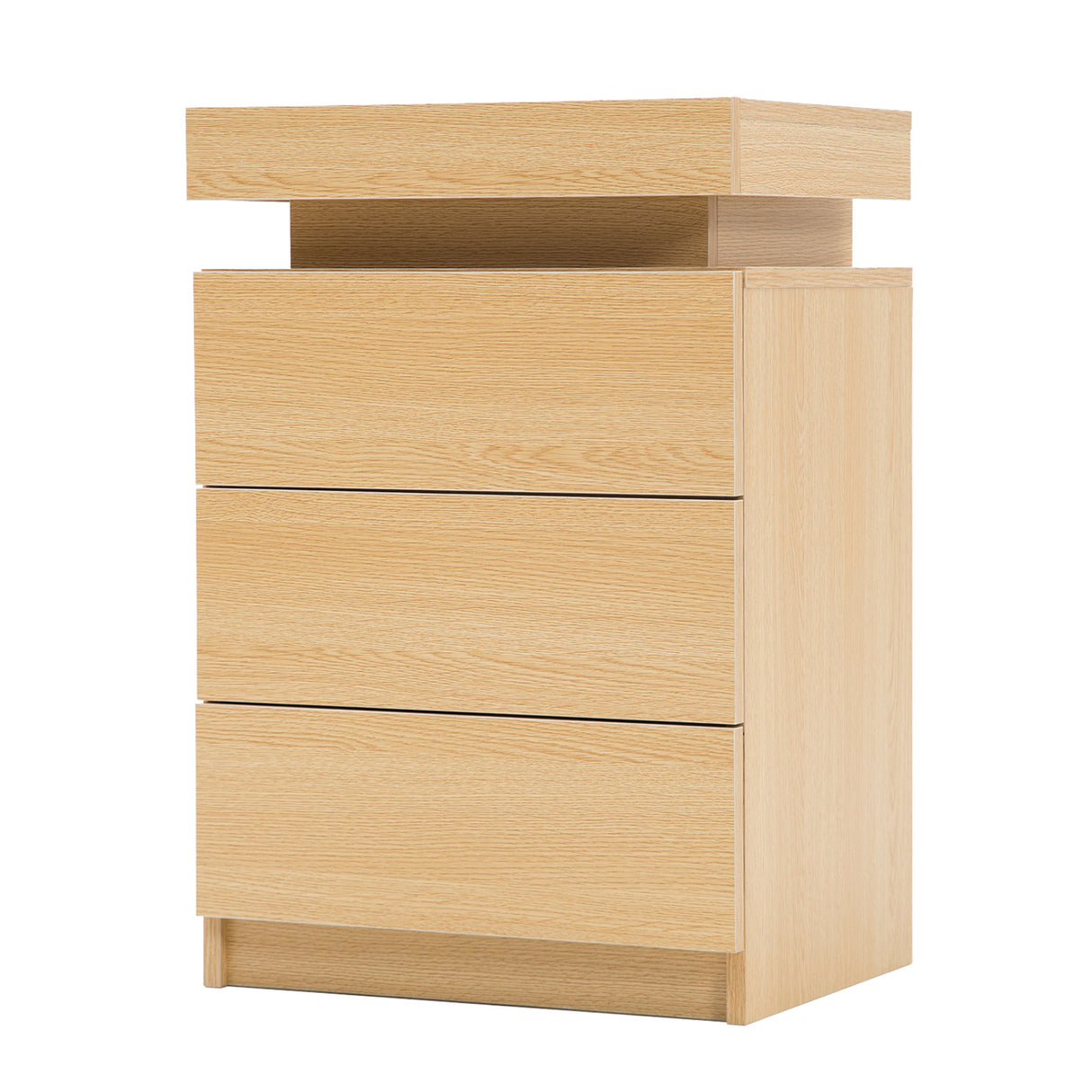 Bedside Table 3 Drawers RGB LED GLORY - OAK