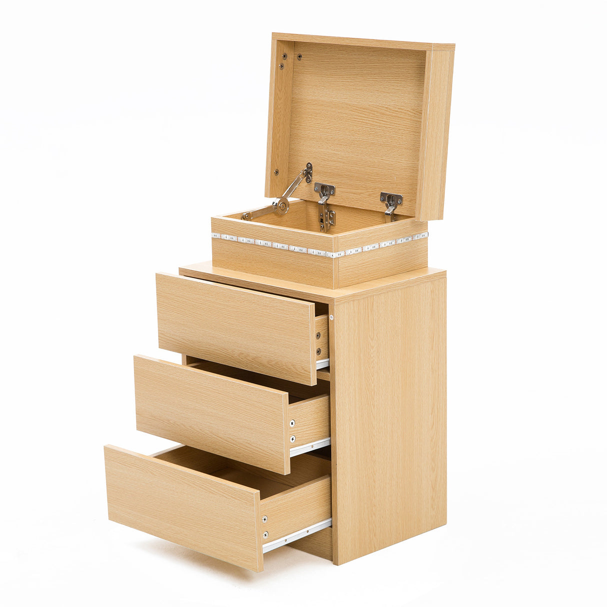 Bedside Table 3 Drawers RGB LED GLORY - OAK
